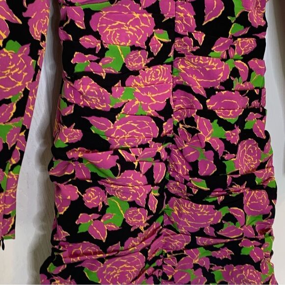 Zara Floral Ruched Mini Dress Size XS - Picture 11 of 16